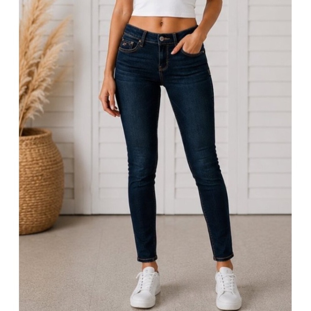 Hollister low Rise Skinny Jeans Y2K Women 5S W27 L29 Dark Wash Indigo PreLoved